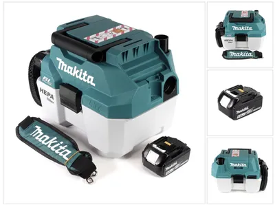 Zdjęcie produktu dla Makita DVC 750 LT1X3 odkurzacz akumulatorowy do pracy na mokro i sucho 18 V przenośny + 1x akumulator 5,0 Ah - bez akcesoriów, bez ładowarki