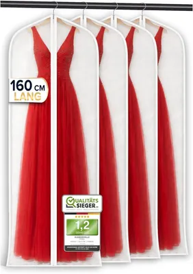 Imagen del producto de 4 fundas de ropa de PEVA, 160 cm, protectoras, para trajes y vestidos