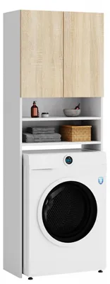 Produktbild von Badregal Über Waschmaschine - 64 x 183,2 x 32 cm - 4 Regale - Weiß Sonoma - Badmöbel