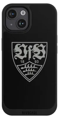 Produktbild von NIVOCASE Handyhülle für Apple iPhone 15  Hülle NIVOpure Case Schwarz Logo Offizielles Lizenzprodukt VfB Stuttgart