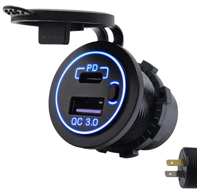 Produktbild von ProRide 12V USB/USB-C KFZ-Ladegerät 2 Ports Einbau mit Schalter, QC3.0
