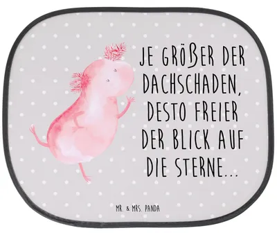 Produktbild von Mr. & Mrs. Panda Sonnenblende Auto Axolotl Tanzen - Grau Pastell - Geschenk, fensterblende, Sonnenschutz, Sterne, Lurch, für, Autoscheiben, gut Gelaunt, Freundin, Beste