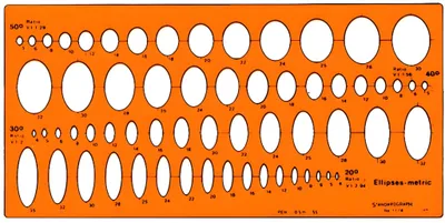 Produktbild von Standardgraph Ellipsenschablone 4 Projektionswinkel mit 20°-50°