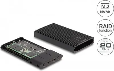 Image de DELOCK Externes Gehäuse USB 20 Gbps 2 x M.2 NVMe PCIe SSD