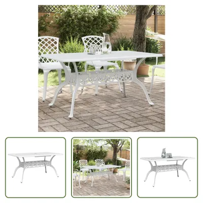 Immagine prodotto di The Living Store Tavolo da giardino bianco 150x90x72 cm in fusione di alluminio
