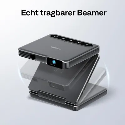 Produktbild von ZIP Tri-Fold DLP Mini Beamer im Taschenformat, Autofokus ohne Verzögerung, 1-Klick-Spiegelung, Vollbild, Typ-C-Schnellladung, tragbarer Projektor Grau
