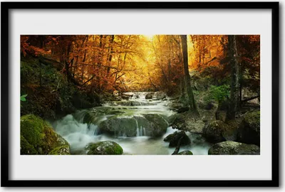 Produktbild von Bild 60x40 MDF-Rahmen Wandkunst Wald Herbst Wasserfall Natur