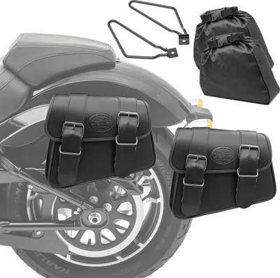 Produktbild von Set 2x Motorrad Satteltasche + Satteltaschenhalter # Montana schwarz