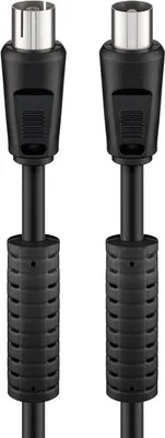 Produktbild von Antennenkabel mit Ferrit (80 dB), doppelt geschirmt Koax-Stecker > Koax-Buchse (vollständig geschirmt)