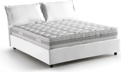 Produktbild von Doppelbett Teresa, Containerbett mit Stoffbespannung, 100%  Italy, Frontöffnung, mit Matratze Cm 140x200 enthalten, Weiß