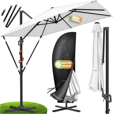 Produktbild von KESSER® Sonnenschirm Ampelschirm SUN XL 300 x 300 cm Inkl. Abdeckung +Windsicherung Drehbar Neigbar Kippbar Marktschirm Groß 360° Rotation, Gartenschirm mit Kurbel Sonnenschutz UV50+