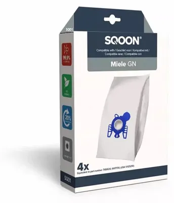 Produktbild von SQOON Staubsaugerbeutel 4 Stück Geeignet für Miele GN Series, Ersatz für Modell 9917730, Hochwertige Filterbeutel, Langlebig & Passgenau