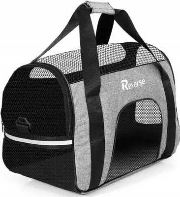 Produktbild von Tragetasche für Katzen Hunde Haustiere 52x25x34 cm bis 10Kg Grau Meshfenster 10966
