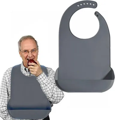 Produktbild von Wasserdichte und waschbare Lätzchen, ältere Lätzchen, Erwachsene Bib, Kleidung Schutzabdeckung, grau, Silikon, sicher und weich, einfach zu tragen