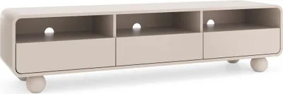 Produktbild von TV Lowboard 180 cm Breite in Kaschmir mit Kugelfüßen, 3 Schubladen - ALBINIA-160