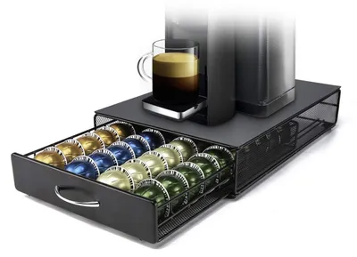 Kapselhalter für Nespresso Vertuoline, Metall, 40 Kapseln, schwarz
