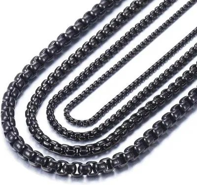 Zdjęcie produktu dla Pierścień unisex ze stali nierdzewnej – czarny – szerokość 2–5 mm – długość 45–80 cm
