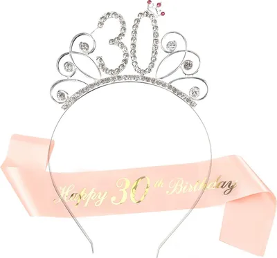 Produktbild von 30 Geburtstag Tiara und Schärpe,  Roségold Geburtstags Tiara für Frauen Birthday Crown, Kristall Tiara und Schärpe zum 30. Geburtstag, für Prinzessin Party Dame Geburtstagsfeier und Deko