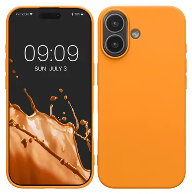 Produktbild von kwmobile Hülle kompatibel mit Apple iPhone 17 Hülle - gummierte TPU Silikon Handyhülle - Schutzhülle für kabelloses Laden - Case in Fruity Orange