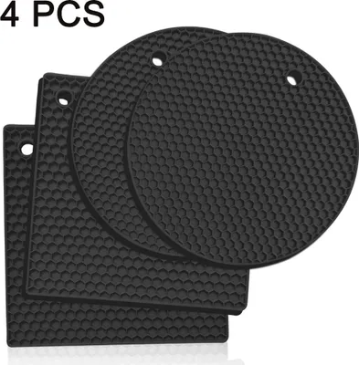 Produktbild von Topf Untersetzer 4pcs Set Silikon Topflappen Topfuntersetzer Spülmaschinenfest Hitzebeständig bis 250°C