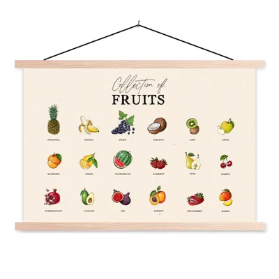 Produktbild von MuchoWow® Textilposter Obst - Lebensmittel - Küche 60x40 cm mit holzfarbenen Rahmen - Bilder
