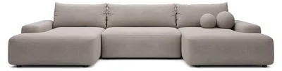 Produktbild von Großes Panorama-Ecksofa mit Schlaffunktion - Strukturstoff - Taupe - DAVISO