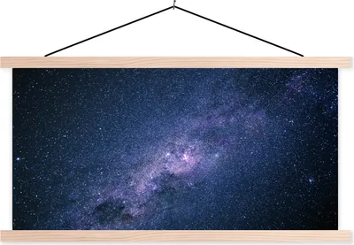 Produktbild von MuchoWow® Textilposter Galaxie - Sterne - Weltraum - Jungen - Mädchen - Kinder 120x60 cm mit holzfarbenen Rahmen - Klemmleiste