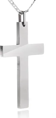 Produktbild von Edelstahl Kettenanhänger Kreuz XL - Hoch Poliert mit EdelstahKette - Höhe 55mm - SLP-0328