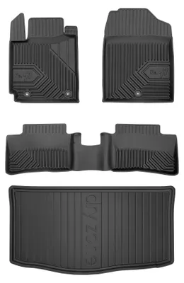 Produktbild von Gummi-Fußmatten für Kia Picanto III 2017- (Schrägheck, fester Ladeboden) – Schwarz, passgenau – Wielganizator
