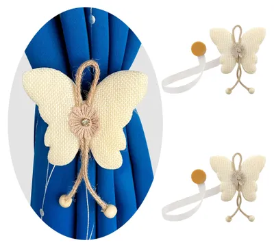 Produktbild von GIRASOLE HOME Raffhalter aus Stoff in Schmetterlingsform mit Magneten, 2 Stück,