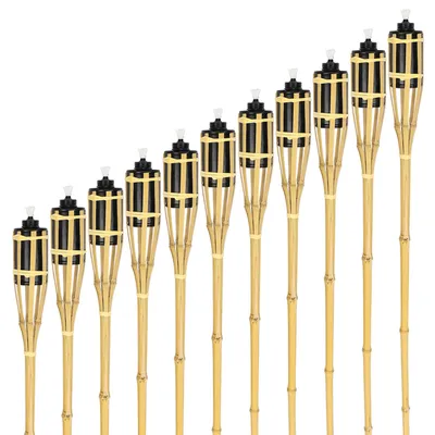 Immagine prodotto di SWANEW Torce Torcia da giardino Torcia ad olio 10x Torce Luce Fiamma Giardino Set Bambù