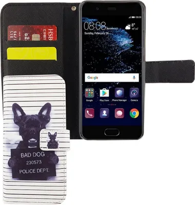 Produktbild von Handyhülle Tasche für Handy Huawei P10 Böser Hund Weiß