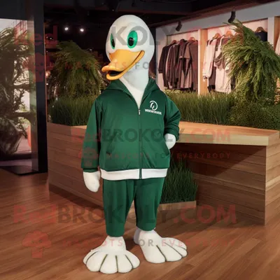 Obrázek produktu pro Postava REDBROKOLY maskota Lesní zelené labutě oblečená do mikiny a jehliček do kravaty