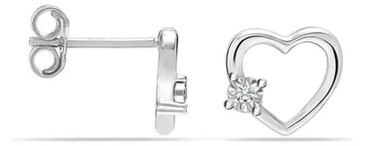 Immagine prodotto di Orecchini a forma di cuore da donna in argento sterling 925 con zirconi, modello BIPE079