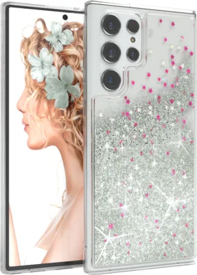 Produktbild von EAZY CASE - Glitzer Hülle kompatibel mit Samsung Galaxy S22 Ultra 5G Glitzer Schutzhülle, Soft Case, Backcover Transparent mit Motiv
