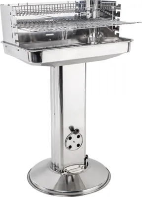 Produktbild von Säulengrill aus Edelstahl - Grillhöhe 74-88cm - 5-fach höhenverstellbares Grillrost, Grill