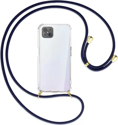 Produktbild von Handykette Backcover-Schutzhülle mit Band (Metall goldfarben) für Oppo A92S / Reno4 Z 5G - dunkelblau