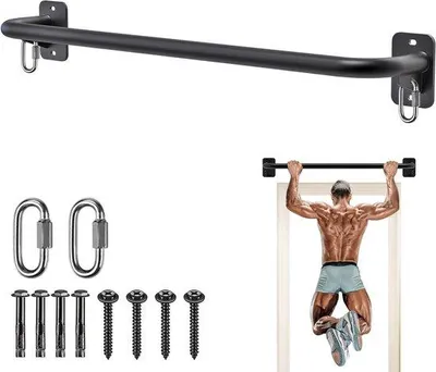 Productafbeelding van Optrekstang Deurkozijn - Klimrek Wandmontage - Kracht Training - Multifunctioneel Fitnessapparaat - 95 x 95 x 12 cm - Zwart