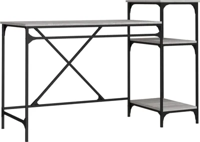 Obrázek produktu pro vidaXL Psací stůl s policí Grey Sonoma 135x50x90 cm výrobek z odvozeného dřeva