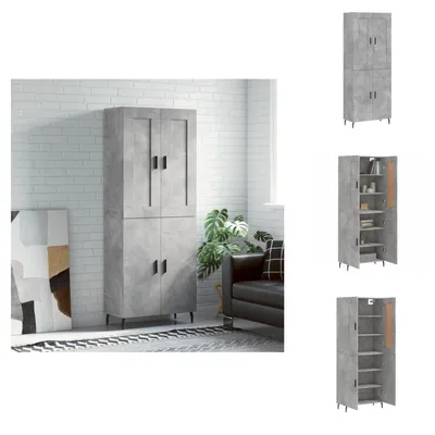 Imagen del producto de vidaXL Mueble alto en color gris cemento, 69,5 x 34 x 180 cm, fabricado en material de madera - Muebles aparador
