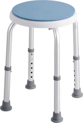 A white background shot of a height-adjustable shower stool.