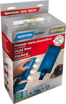 Productafbeelding van Norton Expert hand-schuurset, 93 x 185 mm, inclusief afzuiging en 4 schuurplaten