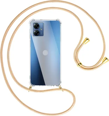 Produktbild von Handykette Backcover-Schutzhülle mit Band (Metall goldfarben) für Motorola Moto G14 (PAYF0010IN, 6.5'') - Goldkordel