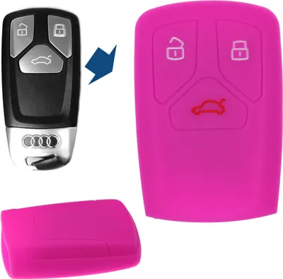Produktbild von Auto Schlüssel Hülle Silikon Schutz Cover Pink kompatibel mit Audi A4 S4 Q7 Q5 TT RS A5 S5 3 Tasten KEYLESS SMARTKEY