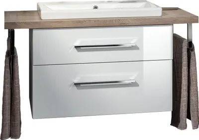 Produktbild von Fackelmann HYPE 3.0 Badmöbel Set 4-teilig, 110cm breit, Braun, Weiß, Keramikbecken
