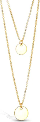 Produktbild von viva-adorno Edelstahl Damenkette mit Plättchen Coin Kette Halskette Runde Anhänger 50cm Länge HK43,gold
