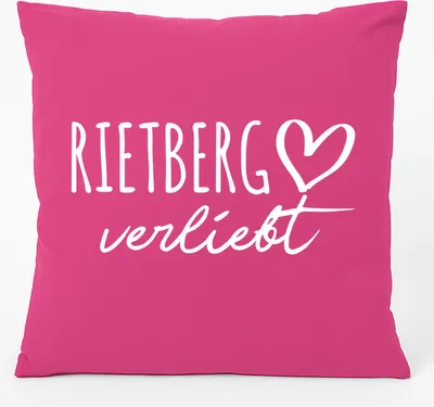 Produktbild von Huuraa Kissen Rietberg verliebt 40x40cm mit Füllung Fuchsia Baumwolle Dekokissen Geschenkidee