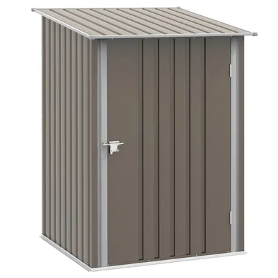 Image de Outsunny Abri de Jardin 1m² - Remise pour Outils - cabanon Porte verrouillable - dim. 1L x 1,03l x 1,6H m - tôle d'acier ondulée marron et blanc