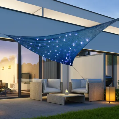 Produktbild von HI Sonnensegel mit 100 LED Hellblau 3,6x3,6x3,6 m
