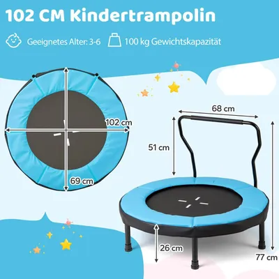 Produktbild von Kindertrampolin mit Griff, 102 cm, 100 kg Tragkraft, Blau